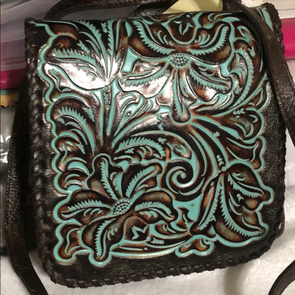 Patricia Nash Tooled Turquoise Crossbody NWT